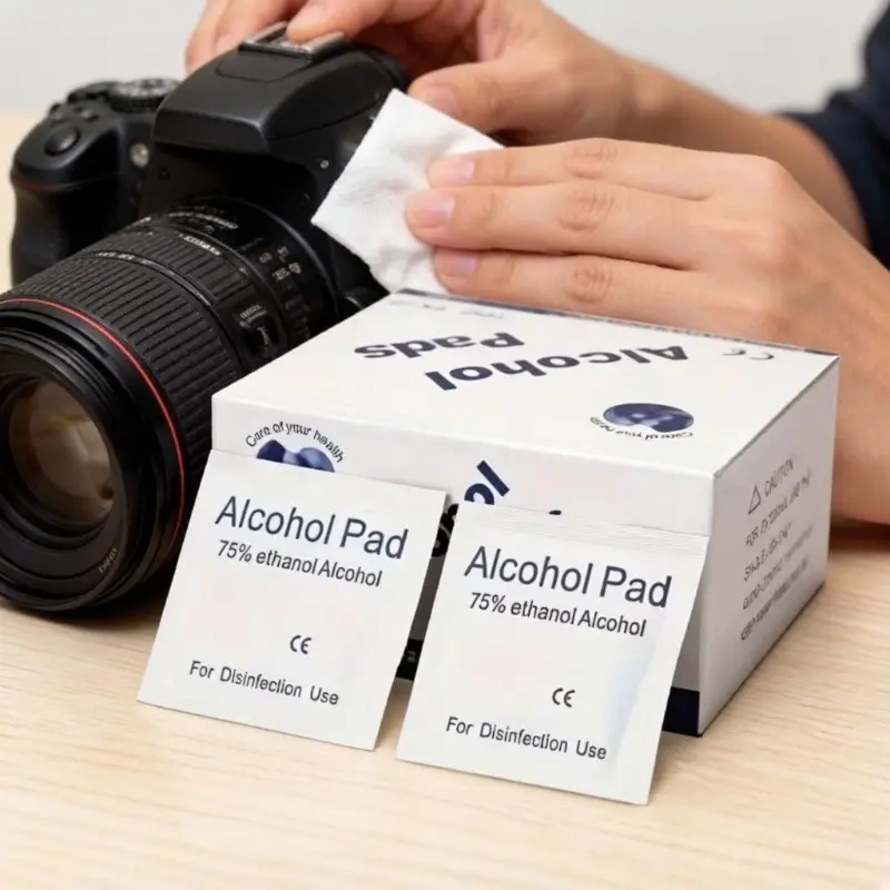 Camera Lens Alcohol Wipes, Disposable 75% Alcohol Cotton Pads Individually Packaged, Non-woven Material Does Not Damage Lenses or Caue Scratches. Suitable for Multiple Uses: Digital Cameras, Mobile Phone Screens, Computer Mice and Keyboards, Nail Art