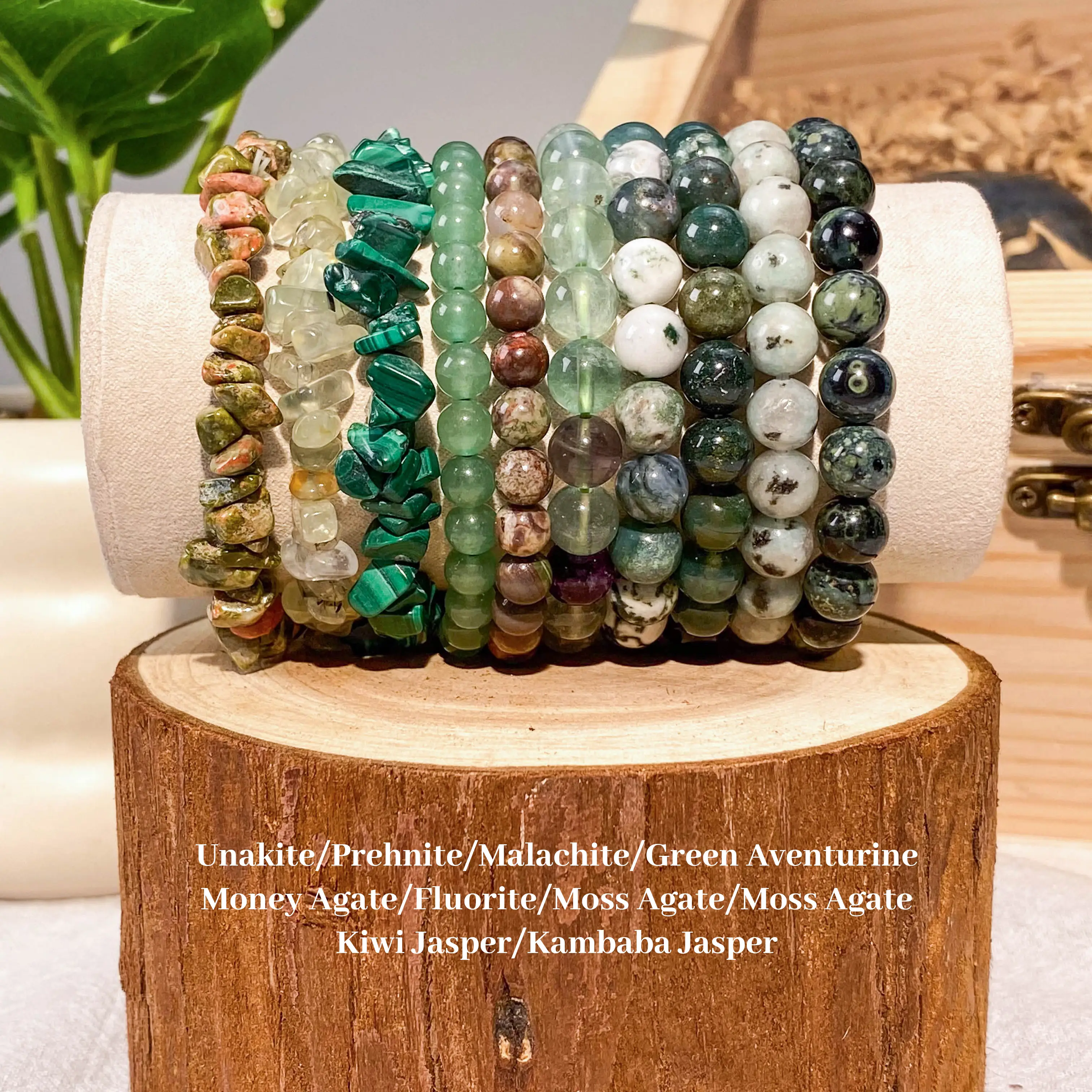 10 Count Crystal Bracelets Size chip&6mm~8mm