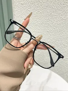 Unisex Simple Style Plain Color Full Frame Eyeglasses, Trendy Casual Square Frame Eyeglasses for Everyday Use, Fashion Accessories for Outdoor Activities