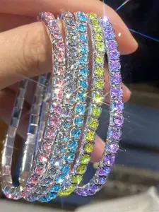 5 sparkling rhinestone elastic bracelets, party style blingbling adjustable elastic bracelet, perfect for giving delicate bracelets as gifts to women