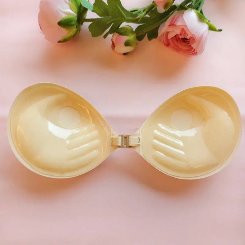 Women's Invisible Nipple Cover Cup with Long Strap, Invisible Bra Padding, Thick Sticky Push-Up Bra Pad, Seamless Wireless Supportive, Knit Casual Style, All Seasons