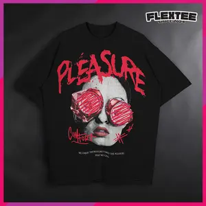 Pleasure Graphic Tee, The Face Girl Crazy Unisex Clothing, Gift For Women Or Men, Streetwear Black T-shirt