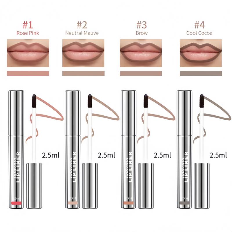 4Pcs Peel off Lip Liner Stain, Lip Gloss Lip Tint Set, Peel Off Nude Lipliner Makeup Velvet Matte Tattoo Peel Off Lip Liner Set Long-Lasting Waterproof Transfer-proof Brightening