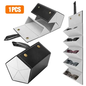 5 Slot Glasses Organizer Case - Foldable Sunglasses Storage Organizer Holder,Hanging Eyewear Holder,Storage Box with Carring Handle,for Travel Home Organization