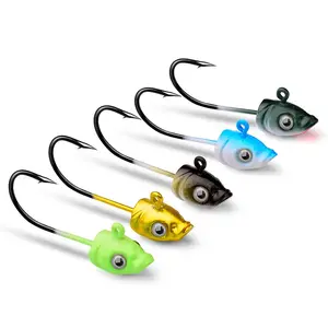 Artificial Fishing Lure with Lead Head Hook, 5 Counts Anti-pendant Fishing Bait with Sharply Hook, Fishing Accessories for Outdoor, Fishing Equipment, Fishing Gifts for Men