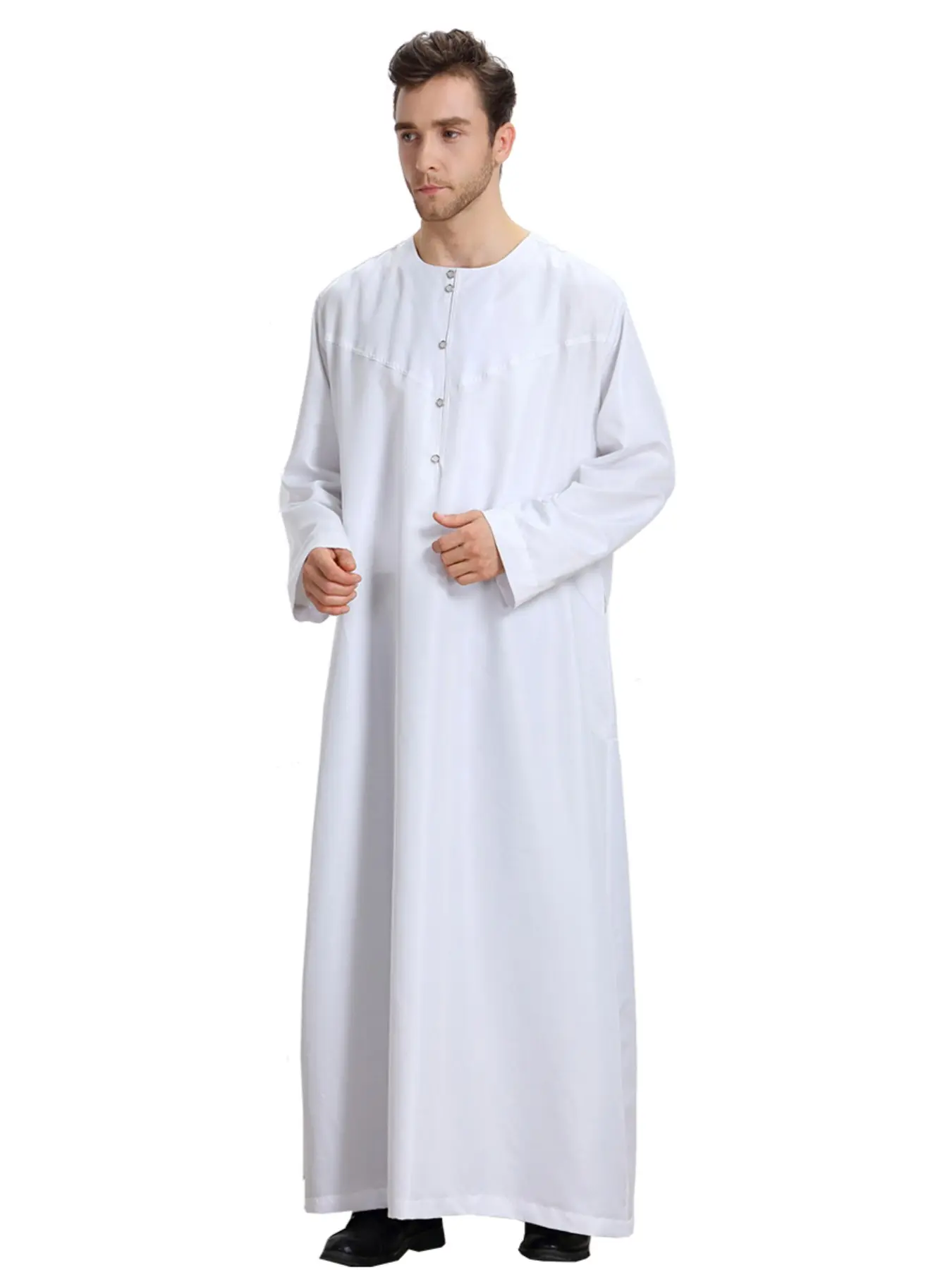 Arabic Islamic Muslim Traditional Clothing, Ramadan Festival Sacrifice Day Festive Wear, Elegant Versatile Men's Modesty Authentic Saudi Thobe Deep Robe