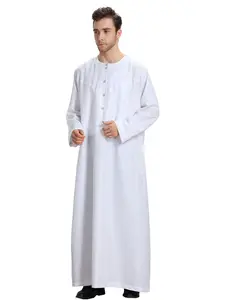 Arabic Islamic Muslim Traditional Clothing, Ramadan Festival Sacrifice Day Festive Wear, Elegant Versatile Men's Modesty Authentic Saudi Thobe Deep Robe