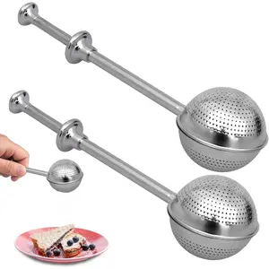 2 count Bakers Dusting Wand for Sugar Flour and Spices, Stainless Steel Flour Duster for Baking, Powdered Sugar Shaker Duster Sifter, Spring-operated Handle for One-handed Operation