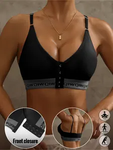 Women's Wireless Plunge Bra, Adjustable Straps, Medium Support, Comfortable Breathable Fabric, Casual Daily Wear, All Seasons