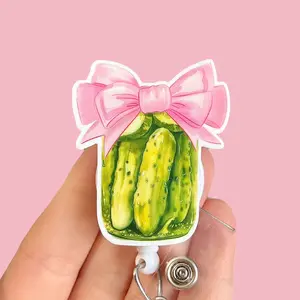 Glitter My Badge Pickle badge reel for nurse and hospital workers. Badge clip Badge pull - Retractable swivel clip with a 360 rotation. Great gift for coworker.
