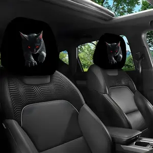 2pcs 11x10.2 inch Black Cat with Red Eyes Design Car headrest covers, Universal, easy to install, and durable car interior seat accessories. Suitable for daily commutes and travel, these are ideal gifts for car enthusiasts and as holiday presents,1224CYJ