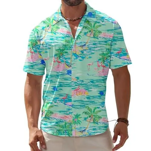 Flamingo Palm Sea Green