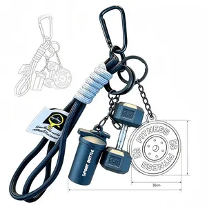 Metal Barbell Plate Keychain - Gym Code Token, Customizable Letter Fitness Pendant, PVC Snap Hook Keychain, Personalized Statement Chain for Couples' Backpacks, Snap Hook Keychains
