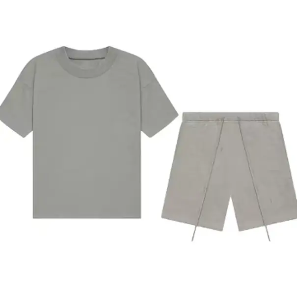 Men's Casual T-shirt+short Set Light Oatmeal（3 color ）, Minimalist Simple Cut Shortsleeve(have logo)