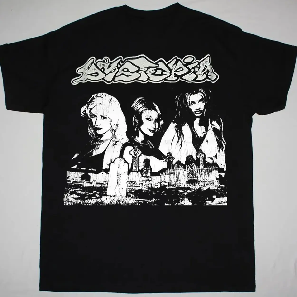 Dystopia Vintage Bootleg Graphic Shirt Human Garbage Sludge Metal Crust Punk Band Tee Fan Collection HY6065