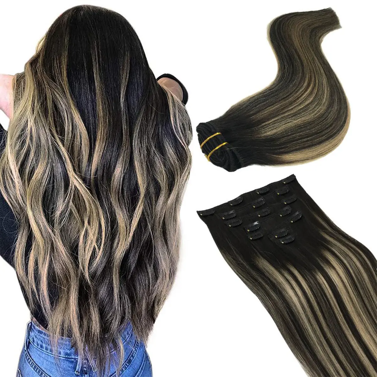 (T1B/19)P1B Balayage Natural Black to Light Blonde