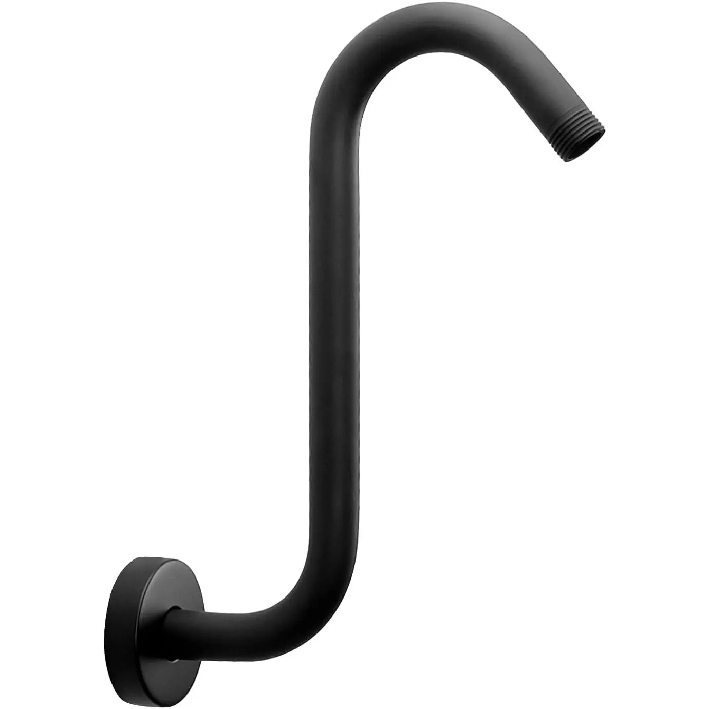 S Shaped Shower  Riser Pipe, Shower Extender Arm with Flange, Standard 1/2" Connection- Bathroom Accessory, 12 Inch (1 Pack, Matte Black)