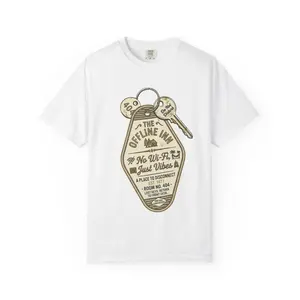 Men's Heavyweight Cotton Graphic T-Shirt, Vintage 'Offline Inn' Relaxed Fit, All Seasons Casual Wear, Sizes S-4XL, Tshirt