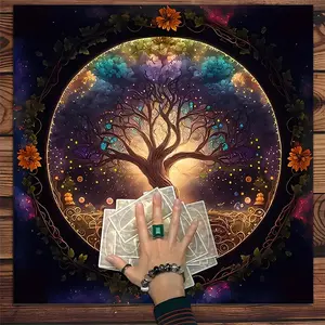 Tree Of Life Pattern Tarot Tablecloth, 1 Count Tarot Card Tablecloth, Witchcraft Astrology Divination Board Game Tablecloth, Gift Packaging Supplies, Halloween