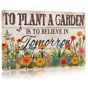 Gardening Gifts Vintage Gardening Sign To Plant A Garden is To Believe Tomorrow Tin Sign for Home Garden Greenhouse Living Room Bedroom Outdoor Yard Backyard Decor 8X12 Inch