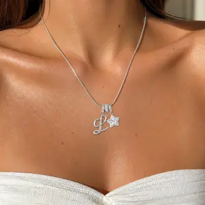 FAITHOPIA delicate 26-letter pendant with stardecorations, an elegant lady's necklace, the idealchoice for Valentine's Day gifts