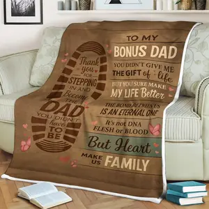 Bonus Dad Blanket Thank You for Stepping In and Becoming the Dad You Didn’t Have to Be Rustic Gift from Stepson or Stepdaughter Throw Blanket Birthday Anniversary Holiday Christmas Halloween