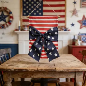 4th of July Garden Flag with Burlap Bow, Double-Sided Patriotic Stars & Stripes Yard Flag, Fade-Resistant Linen Outdoor Decor for Front Yard, Porch, Summer BBQ, Memorial Day & Independence Day Celebration, Welcome Sign