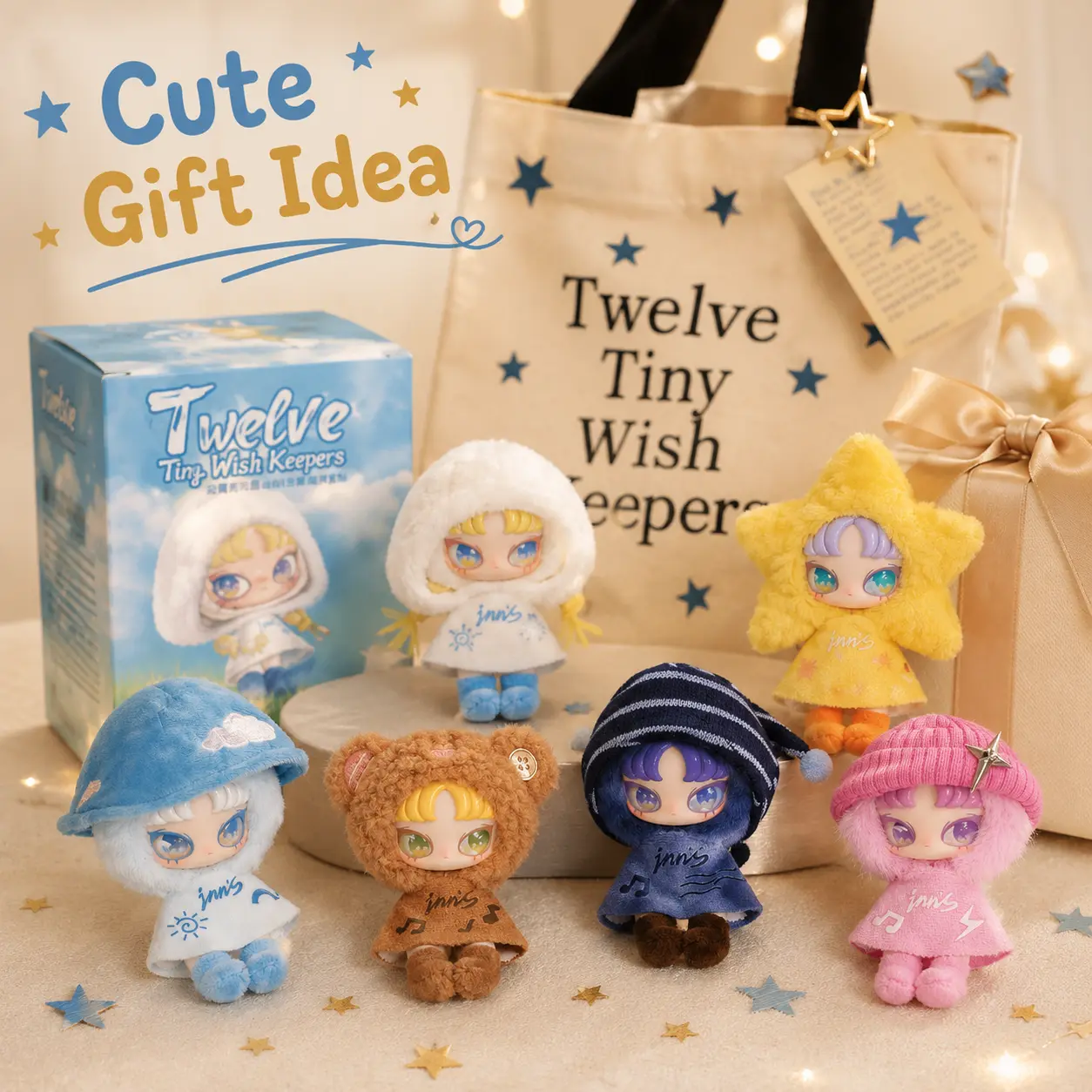 Sunny Mood Twelve Fortune Mini Series Cute Collectible Mini Figure, Kawaii Mystery Charm Toy, Lucky Room Decor Gift for Girls and Toy Collectors