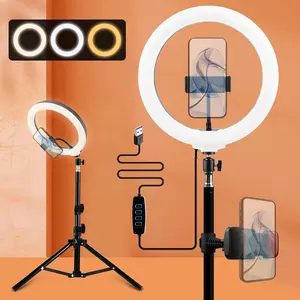 UEGOGO 10" Selfie Ring Light with 43" Adjustable Tripod Stand & Phone Holder for Live Stream/Makeup, Upgraded Dimmable LED Ringlight for Zoom Meeting/Photography Vlogging Kit Camera Accessories Black Cellphone Smartphone