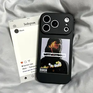 Liquid Black Hip-Hop Style Men's TPU Shockproof Full-Cover Precision Protective Case for Apple iPhone13/14/15/16 Pro Max/Pro/Plus Perfect as a birthday giftfor couples boyfriends girlfriends or teenage girls