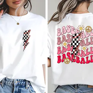 Baseball T-Shirt Baseball Shirt For Women Baseball Tee Retro Baseball Short T-Shirt Baseball Season Shirt For Sports Mom
