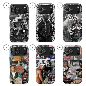 6 Styles 2Pac Phone Case for iPhone for Samsung, Phone Accessories, Cute Phone Case, Fashion Case, Perfect Gift for HerHim, Phone Case for iPhone, Creative Dual Layer Case