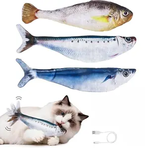 2026 Bite-Sized Realistic Flopping Fish 3 Pack,Rechargeable Interactive Cat Toys,Tap-Activated 3 Flapping Mode,Sardine/Saury/Yellow Croaker, 7.1 Inches