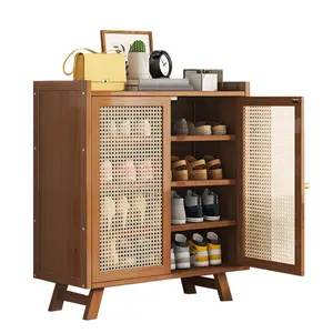 5/7 Tiers Shoe Storage Cabinet Rack with Doors Free Standing Shoe Rack Wooden Shoe Storage Shelves for Entryway Hallway Closet