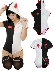 ENVY BODY SHOP Devil or Angel Adult Devil Horn Hooded Romper Halloween Cosplay Costume Bodysuit