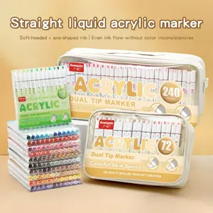 GuangNa 12/72/240 Double-Headed Acrylic Markers Professional Art Supplies for Students Rich Color Layering Non-Transparent Pens Eleven Color Systems Artist Bundle