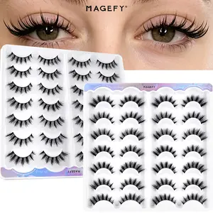 MAGEFY 14/28 Pairs Of Natural Full False Eyelashes,Thick Curling Eyelashes For Party Use Manga Eyelashes, Travel Essentials