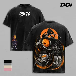 Obito Uchiha Anime Graphic Tee, NRT Akatsuki Mask Spiral Design Shirt, Vintage Washed Dark Ninja Aesthetic, Mangekyo Sharingan Theme Streetwear, Heavyweight Cotton Unisex T-Shirt, Gift for Naruto Fans