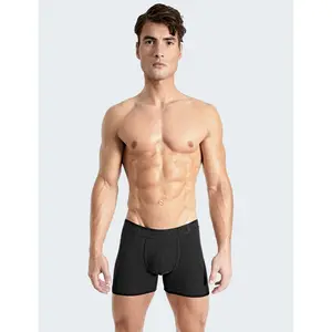 ROUNDERBUM Basic Padded Boxer Brief - Black, Heather-Charcoal, Navy, Long Inseam, Minimalist Style, Super Comfortable & Practical Men's Shapewear
