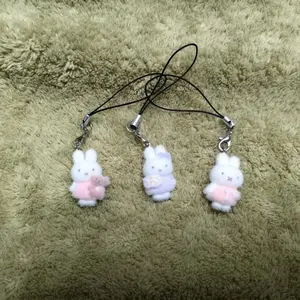Kawaii Miffy Rabbit Keychain Cute Cartoon Soft and Adorable Girl Heart Cream Bell Cartoon Bag Decoration Best Friend Gift