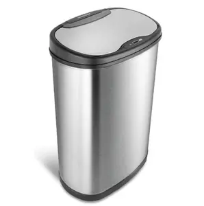 NINESTARS DZT-50-25 Motion Sensor Trash Can, Large, Silver
