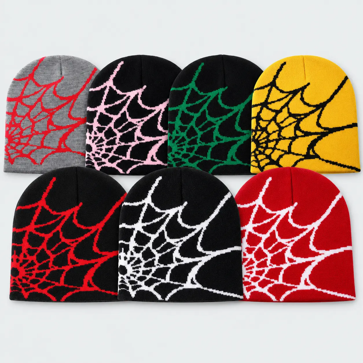 Women's Spider Web Y2K Knit Beanie, Streetwear Winter Hat, Warm Pull-On Cap for Outdoor Travel, Daily Wear, Cold Weather & Casual Street Outfits.