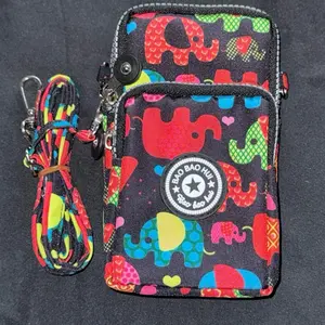 Bao Bao Hui Colorful Elephant Pattern Wallet with Rainbow Strap and Secure Closure Design
