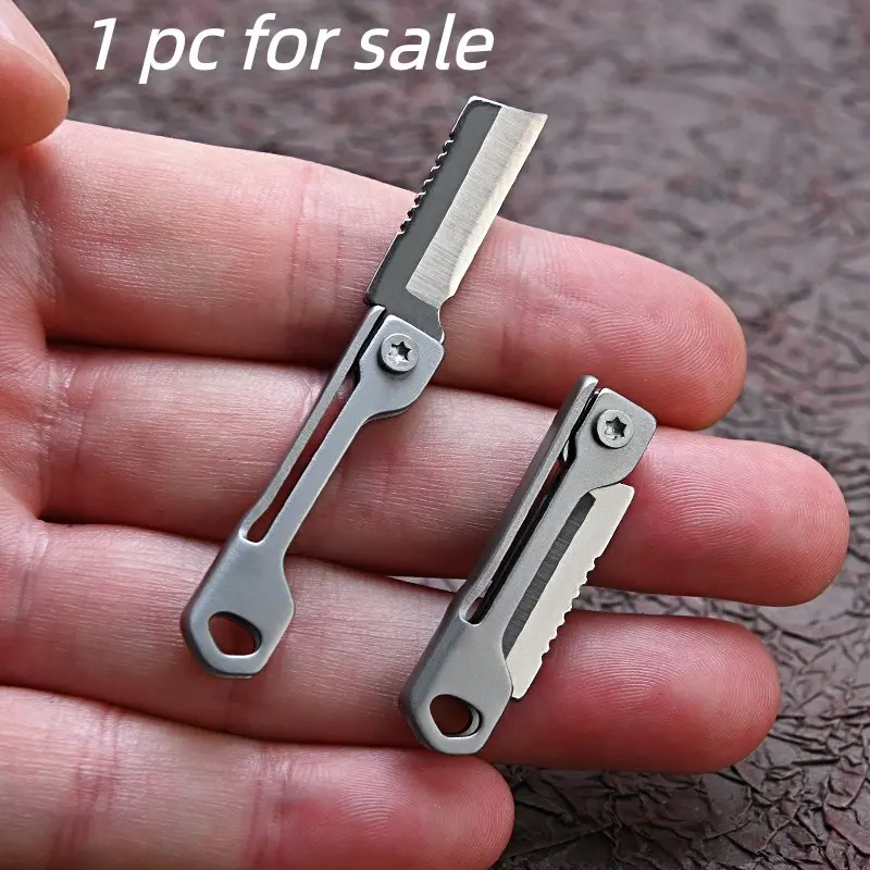 Mini Stainless Steel Folding Knife, EDC Pocket Knife with Keychain, Lightweight Compact Outdoor Camping Knife for Everyday Carry, Portable Knives, Stainless Steel Knives, Survival Tools, Survival Supplies, Survival Equipment, Survival Gear