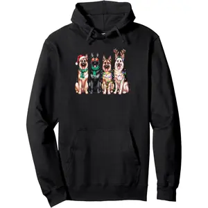 German Shepherd Reindeer Christmas Lights Dog Lover Xmas Hoodie