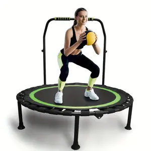 40" Foldable Mini Trampoline for Adults - Indoor/Outdoor Fitness Trampoline with   Bar, Stable & Quiet Exercise Rebounder  adjustable foam handle fitness rebounder Home Workout Equipment Premium Bungees Calisthenics Tools