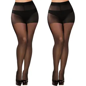 Women's stockings 2 Pairs Sheer Black Tights for Women -20D High Waist women's Pantyhose,Plus Size Nylon Stockings Womenswear Clothes Fishnet tights