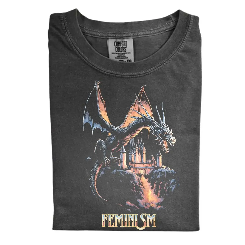 The Feminism Dragon Comfort Color Shirt, Feminist Empowerment Retro Vintage Shirt, Gift for Men, Gift for Women, Crew Neck T-shirt, Trending T-shirt