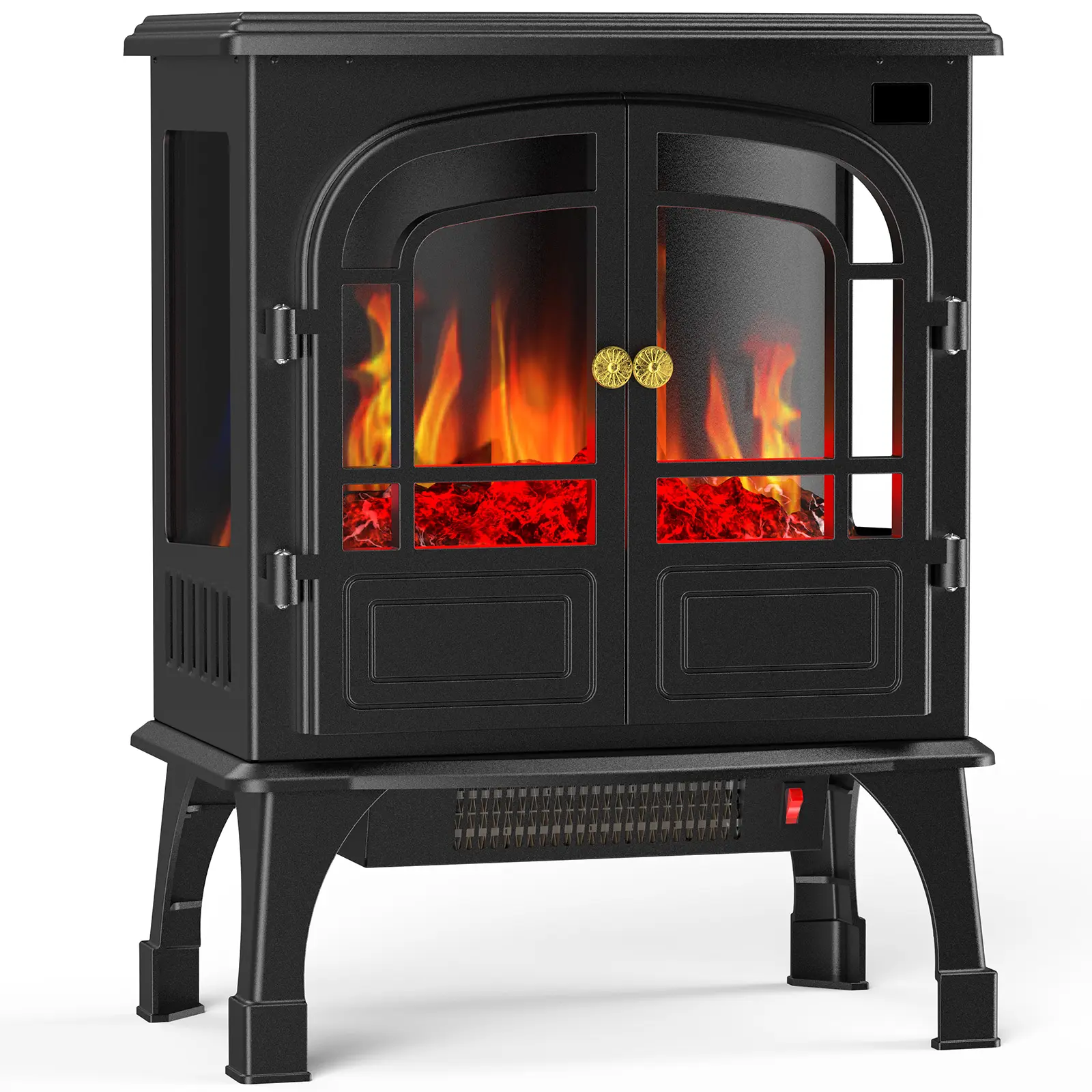 Freestanding Electric Fireplace,  Indoor Fireplace Heater with 3D Flame Effect, Overheating Safe Design, Energy Saving Space Heater with 12H Timer&Remote for Living Room, Bedroom