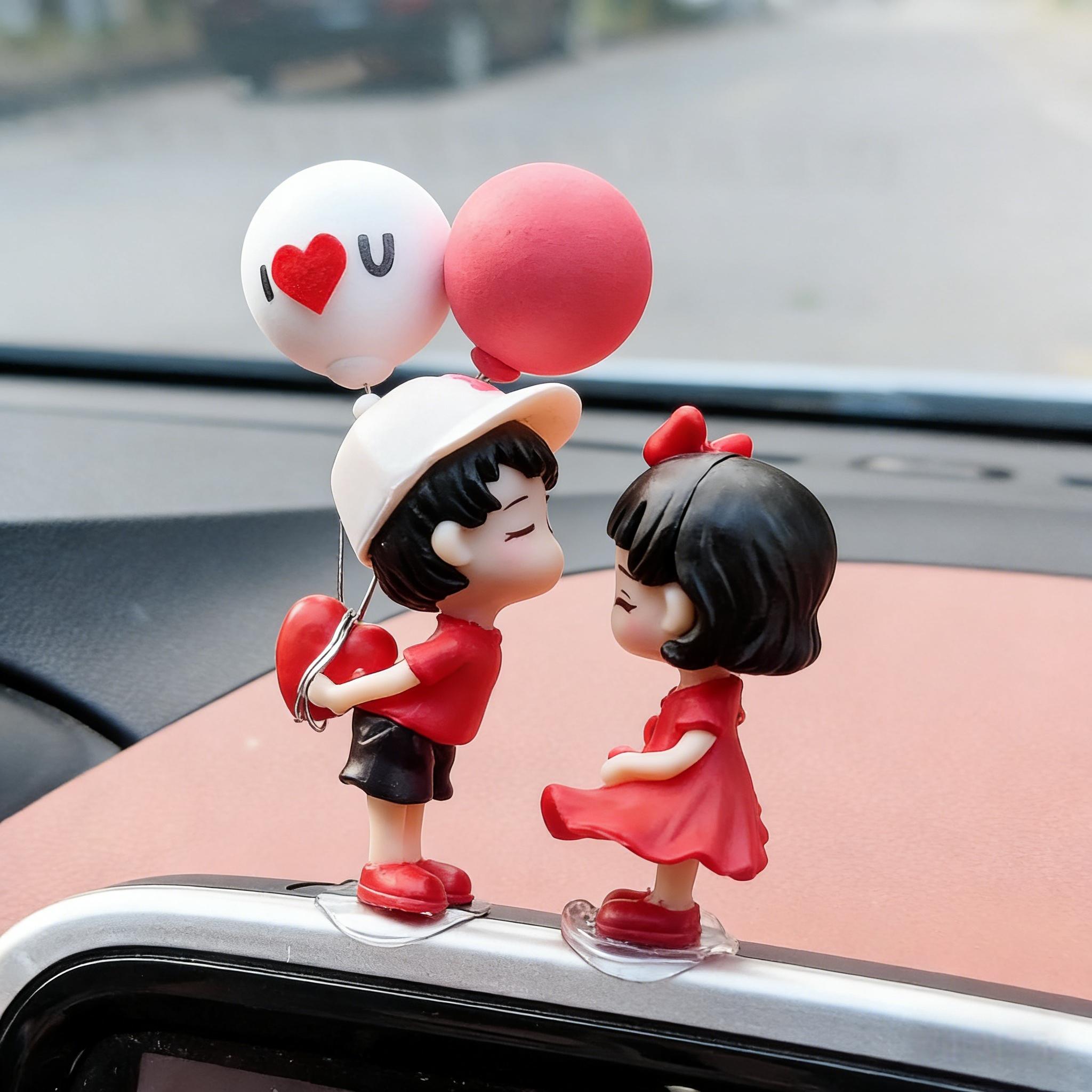 Cute Couple Car Ornament - Viral Accessories For Car Perfect for TikTok Shop Advent & Birthday Valentine's Day Gift of Sweet Commitment Natural Materials Safe Durable Easy Fixing